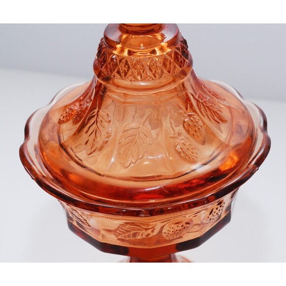 Vintage Indiana Glass Lidded Compote Candy Dish Nice Dark Amber 9" - Picture 3 of 9